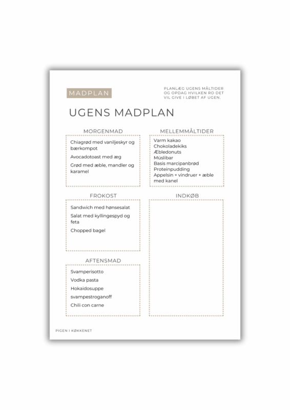 Madplan uge 4 - comfort food