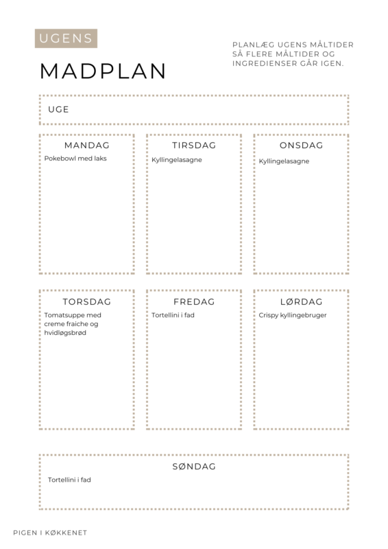 Madplan kalorielet aftensmad