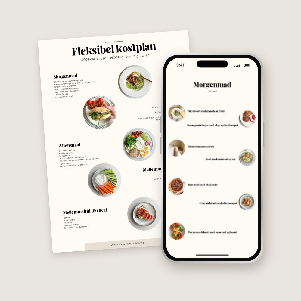 Fleksibel kostplan på papir og telefon
